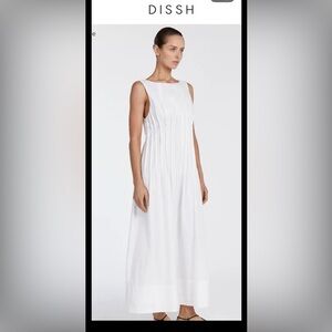 DISSH White Pleated A-Line Midi Dress